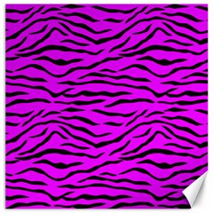 Hot Neon Pink And Black Tiger Stripes Canvas 12  X 12   by PodArtist