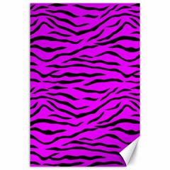 Hot Neon Pink And Black Tiger Stripes Canvas 24  X 36  by PodArtist