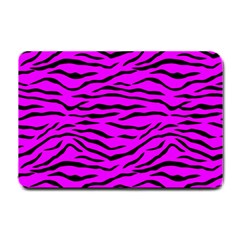 Hot Neon Pink And Black Tiger Stripes Small Doormat  by PodArtist