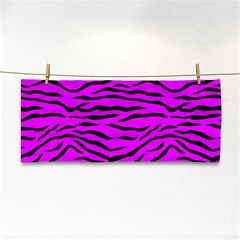 Hot Neon Pink And Black Tiger Stripes Hand Towel by PodArtist