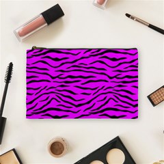 Hot Neon Pink And Black Tiger Stripes Cosmetic Bag (medium)  by PodArtist