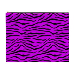 Hot Neon Pink And Black Tiger Stripes Cosmetic Bag (xl) by PodArtist