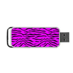 Hot Neon Pink And Black Tiger Stripes Portable Usb Flash (one Side) by PodArtist