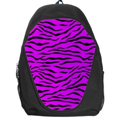 Hot Neon Pink And Black Tiger Stripes Backpack Bag by PodArtist