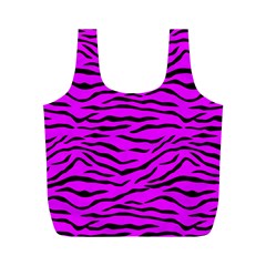 Hot Neon Pink And Black Tiger Stripes Full Print Recycle Bags (m)  by PodArtist