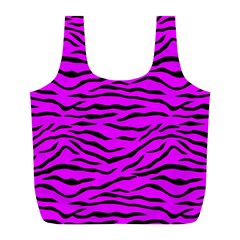 Hot Neon Pink And Black Tiger Stripes Full Print Recycle Bags (l)  by PodArtist