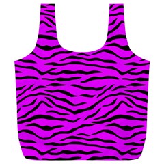 Hot Neon Pink And Black Tiger Stripes Full Print Recycle Bags (l)  by PodArtist