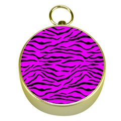 Hot Neon Pink And Black Tiger Stripes Gold Compasses by PodArtist