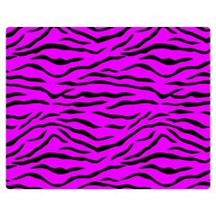 Hot Neon Pink And Black Tiger Stripes Double Sided Flano Blanket (medium)  by PodArtist