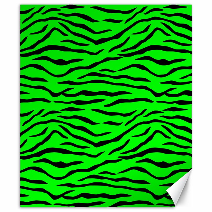 Bright Neon Green and Black Tiger Stripes  Canvas 20  x 24  