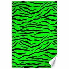 Bright Neon Green And Black Tiger Stripes  Canvas 24  X 36  by PodArtist