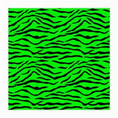 Bright Neon Green And Black Tiger Stripes  Medium Glasses Cloth (2-side) by PodArtist