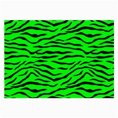 Bright Neon Green And Black Tiger Stripes  Large Glasses Cloth (2-side) by PodArtist