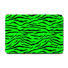 Bright Neon Green And Black Tiger Stripes  Small Doormat  by PodArtist