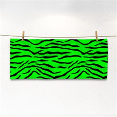 Bright Neon Green And Black Tiger Stripes  Hand Towel by PodArtist