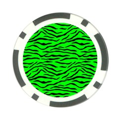 Bright Neon Green And Black Tiger Stripes  Poker Chip Card Guard (10 Pack) by PodArtist