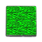 Bright Neon Green and Black Tiger Stripes  Memory Card Reader (Square) Front