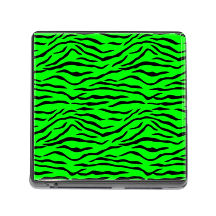 Bright Neon Green and Black Tiger Stripes  Memory Card Reader (Square)