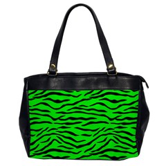 Bright Neon Green And Black Tiger Stripes  Office Handbags by PodArtist