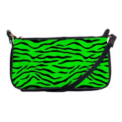 Bright Neon Green And Black Tiger Stripes  Shoulder Clutch Bags