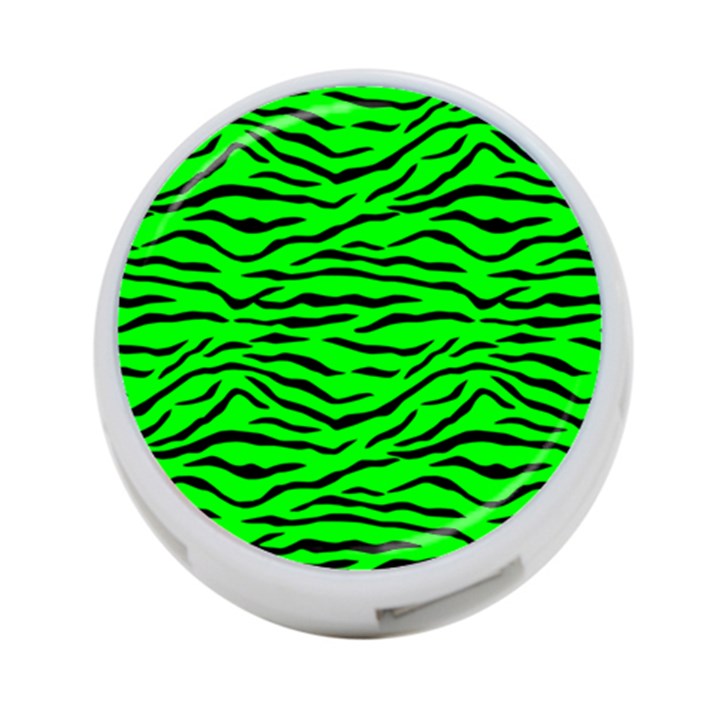 Bright Neon Green and Black Tiger Stripes  4-Port USB Hub (One Side)