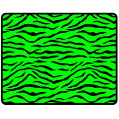 Bright Neon Green And Black Tiger Stripes  Fleece Blanket (medium)  by PodArtist