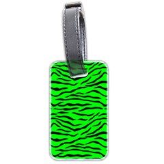 Bright Neon Green And Black Tiger Stripes  Luggage Tags (two Sides) by PodArtist