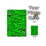 Bright Neon Green and Black Tiger Stripes  Playing Cards 54 (Mini)  Front - Spade3