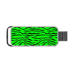 Bright Neon Green And Black Tiger Stripes  Portable Usb Flash (two Sides) by PodArtist