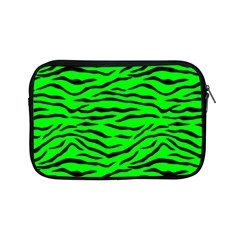 Bright Neon Green And Black Tiger Stripes  Apple Ipad Mini Zipper Cases by PodArtist