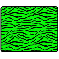 Bright Neon Green And Black Tiger Stripes  Double Sided Fleece Blanket (medium)  by PodArtist