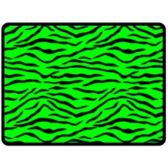 Bright Neon Green And Black Tiger Stripes  Double Sided Fleece Blanket (large)  by PodArtist