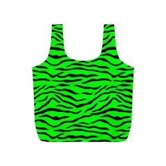 Bright Neon Green And Black Tiger Stripes  Full Print Recycle Bags (s)  by PodArtist