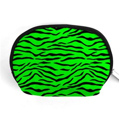 Bright Neon Green And Black Tiger Stripes  Accessory Pouches (medium)  by PodArtist