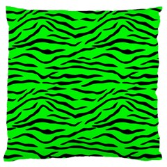 Bright Neon Green And Black Tiger Stripes  Large Flano Cushion Case (two Sides) by PodArtist