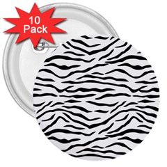 Black And White Tiger Stripes 3  Buttons (10 Pack)  by PodArtist