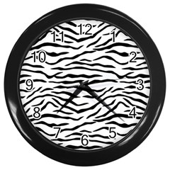 Black And White Tiger Stripes Wall Clocks (black) by PodArtist