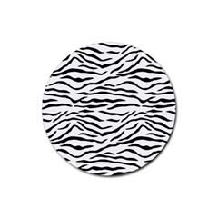 Black And White Tiger Stripes Rubber Round Coaster (4 Pack)  by PodArtist