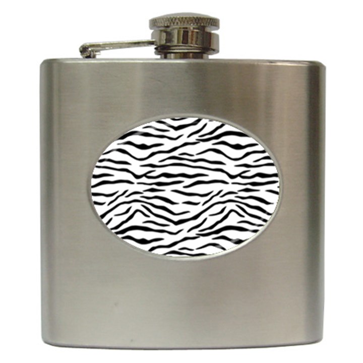 Black and White Tiger Stripes Hip Flask (6 oz)