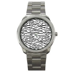 Black And White Tiger Stripes Sport Metal Watch by PodArtist