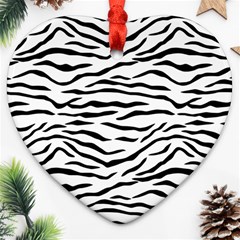 Black And White Tiger Stripes Heart Ornament (two Sides) by PodArtist