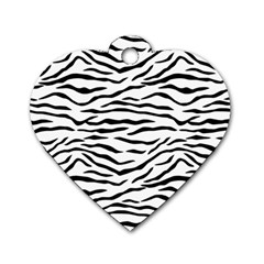 Black And White Tiger Stripes Dog Tag Heart (one Side) by PodArtist