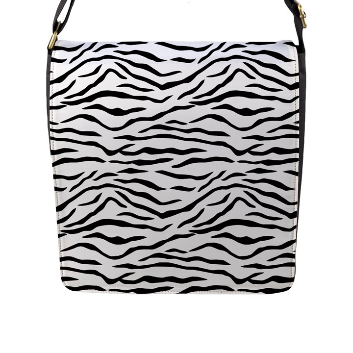 Black and White Tiger Stripes Flap Messenger Bag (L) 