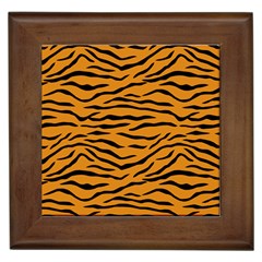 Orange And Black Tiger Stripes Framed Tiles by PodArtist