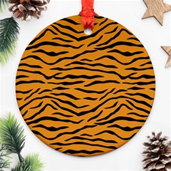 Orange And Black Tiger Stripes Ornament (round) by PodArtist