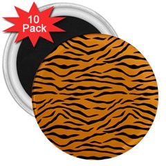 Orange And Black Tiger Stripes 3  Magnets (10 Pack) 