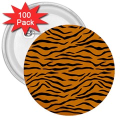 Orange And Black Tiger Stripes 3  Buttons (100 Pack)  by PodArtist