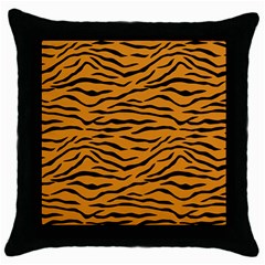 Orange And Black Tiger Stripes Throw Pillow Case (black) by PodArtist