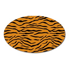 Orange And Black Tiger Stripes Oval Magnet by PodArtist