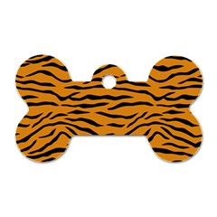 Orange And Black Tiger Stripes Dog Tag Bone (one Side) by PodArtist